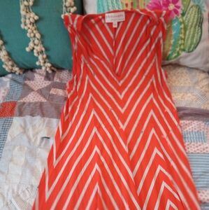 Orange and Tan striped midi dress